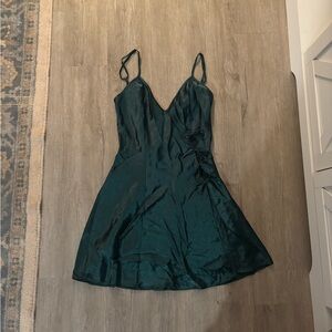 Fredrick’s of Hollywood Green Slip dress with bows down the slit size M